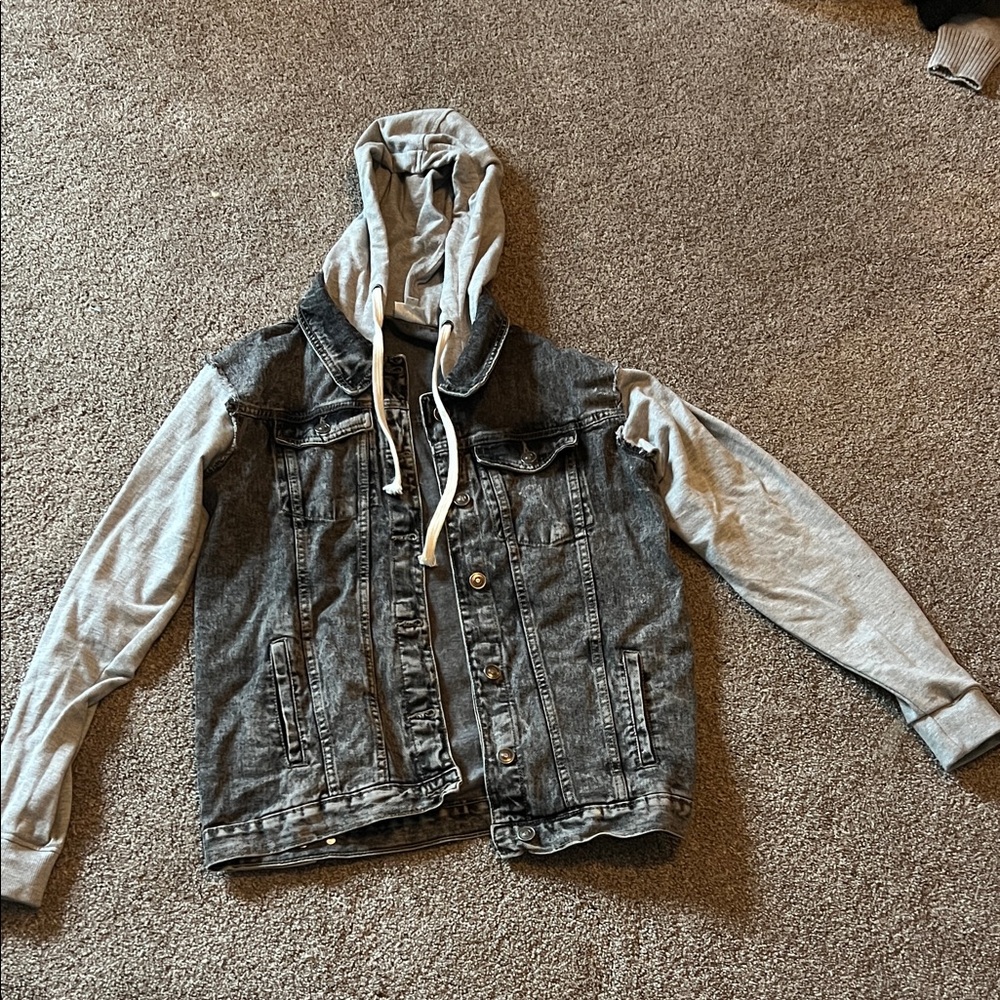 Sew In Love Gray Jean Jacket with Hoodie